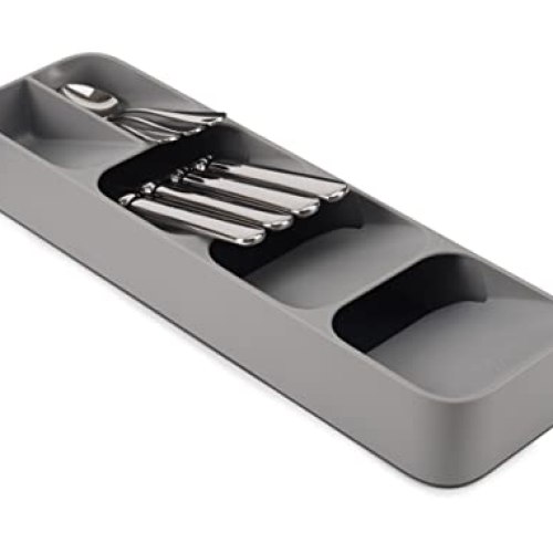 Joseph Joseph DrawerStore Compact Utensil Organizer For Kitchen Drawer Silverware, Flatware Tray, Small, Grey