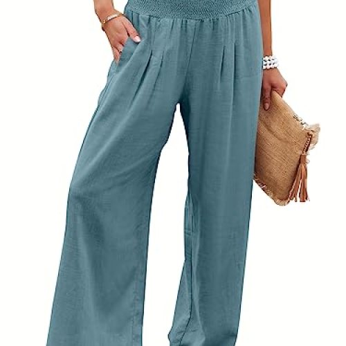 ANRABESS Women Linen Palazzo Pants