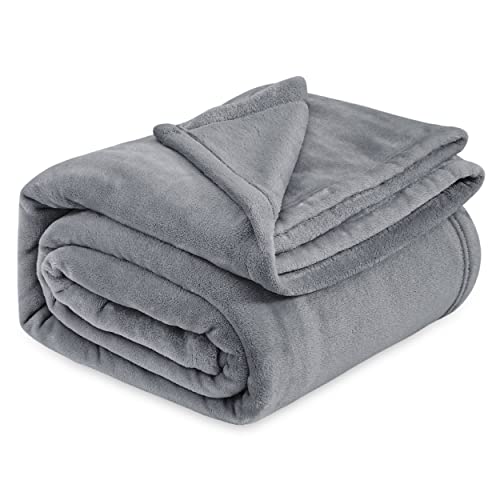 Bedsure Fleece King Size Blankets for Bed Grey