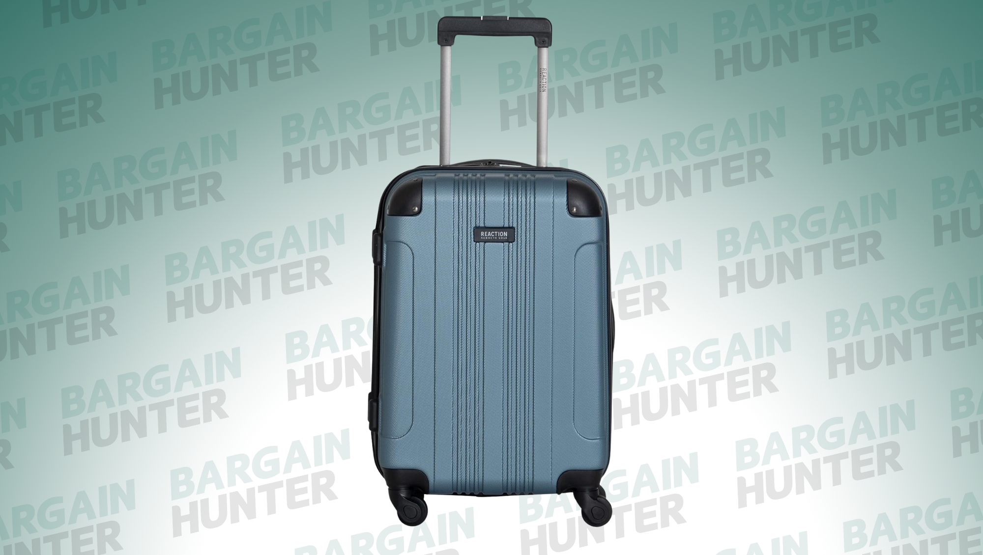 Kenneth Cole Reaction Hardshell Carry-On Luggage in blue on bargain hunter background