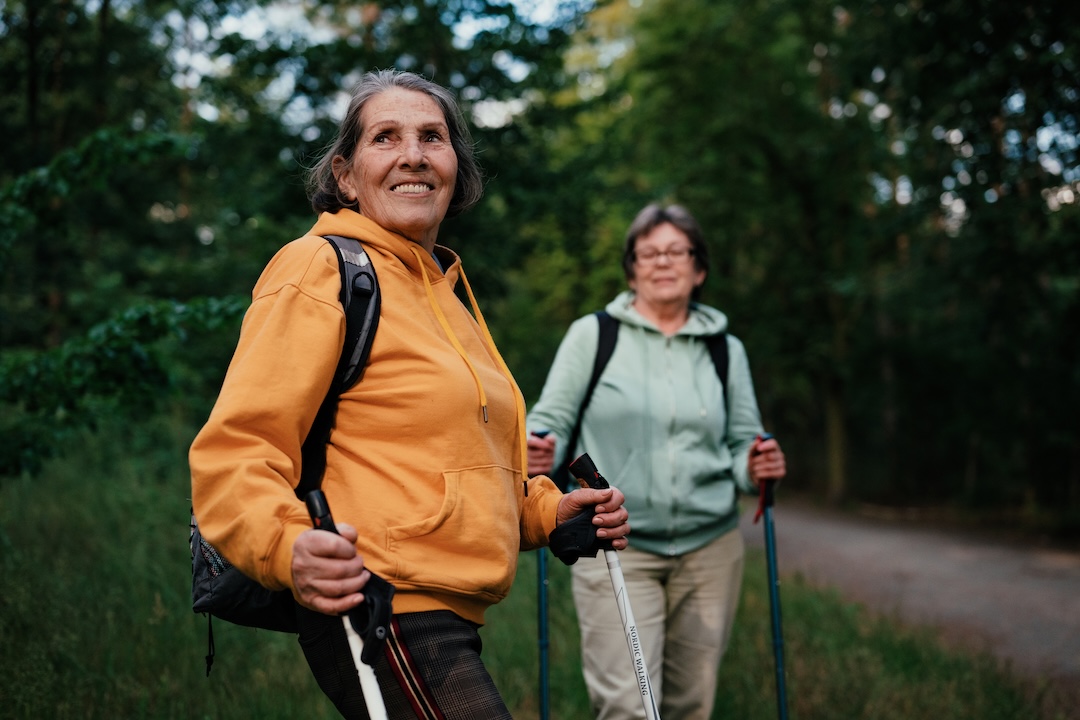 Senior women on a hike