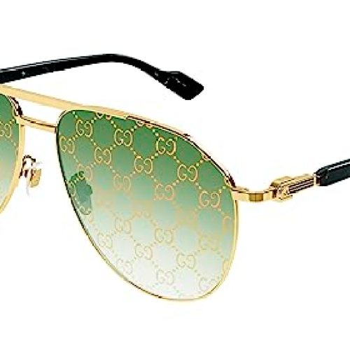 Gucci Gold/Green Pilot Men’s Sunglasses