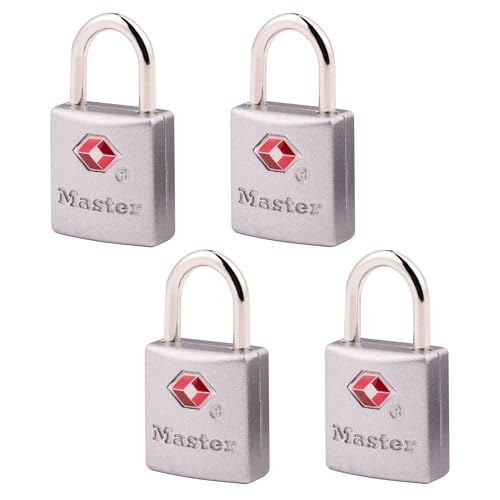 Master Lock Brass TSA Locks for Luggage with Key, 4 Pack