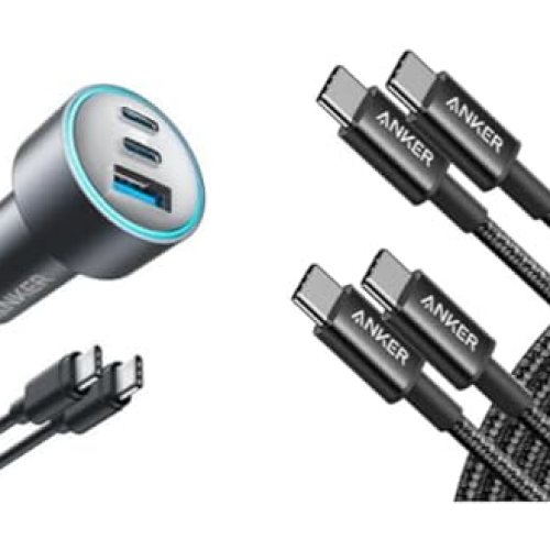 Anker USB-C Car Charger with USB C Cable (6FT, 2Pack)