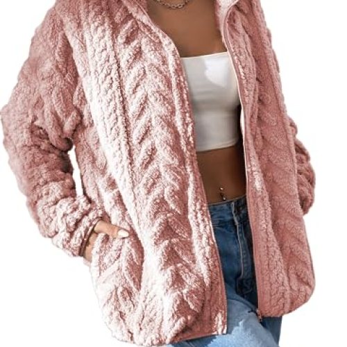 Dokotoo Fleece Women’s Jacket Oversized Zipper Up