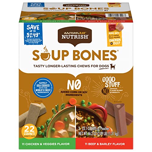 Rachael Ray Nutrish Soup Bones Dog Chews Variety Pack, 22 Count