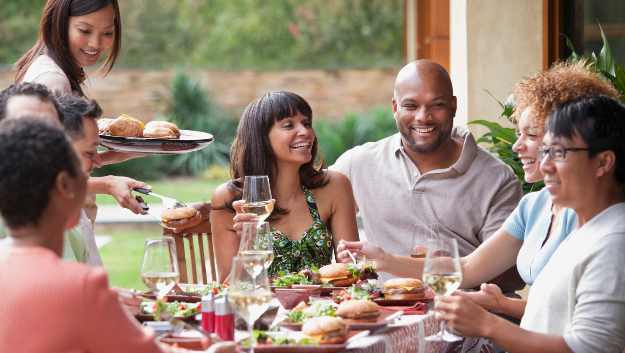 People enjoying food on home decor bought during Labor Day sales 2025