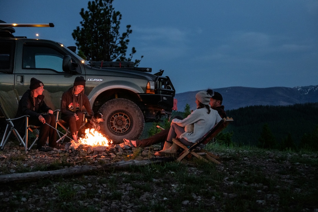 Group of friends car camping