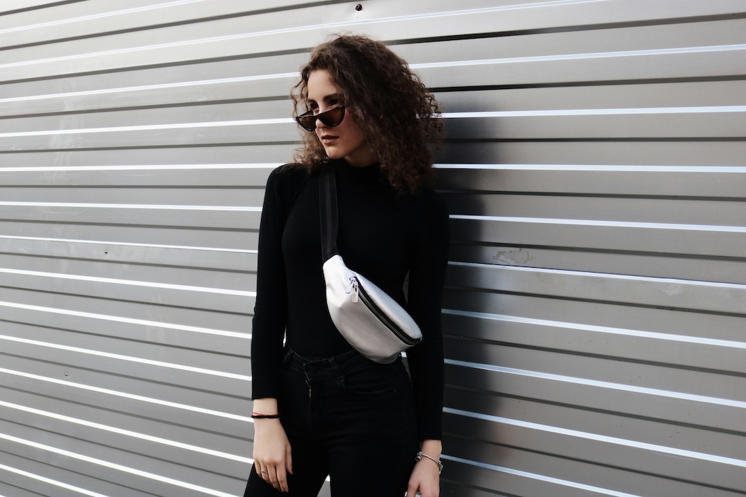 Woman wearing a fanny pack