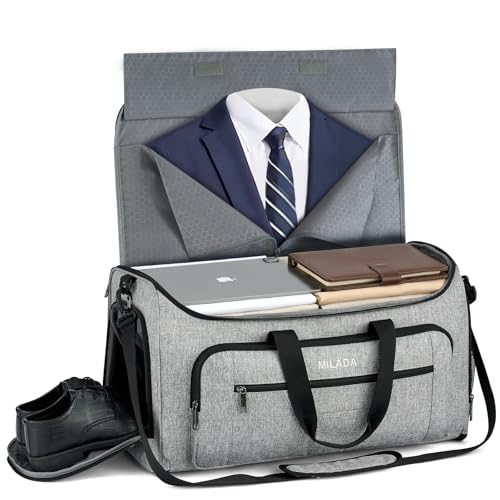 MILADA Convertible 2-in-1 Garment Duffel for Hanging Clothes, Shoes