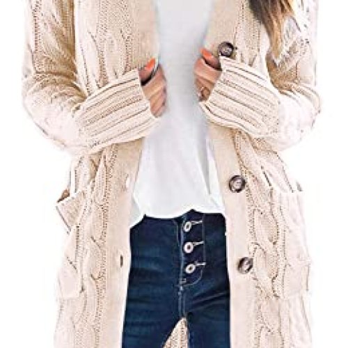 PRETTYGARDEN Long Sleeve Cable Knit Long Cardigan