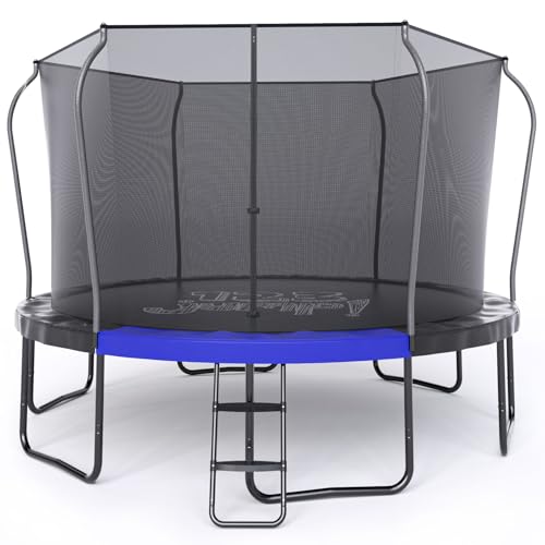 123JUMP 12FT Outdoor Trampoline with Safety Enclosure Net and Ladder