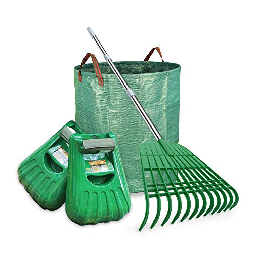 Large Leaf Scoop & 12 Tines Gardening Leaf Rake Set