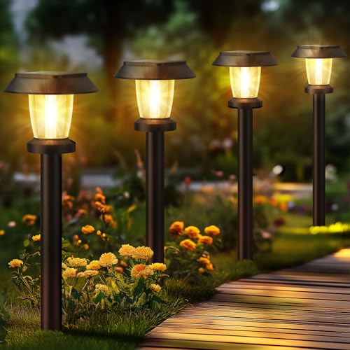 Solar Pathway Lights Outdoor – 8 Pack Solar Powered Garden Lights