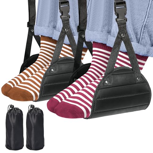 2-Pack Airplane Travel Footrest Hammock to Relax Your Fee