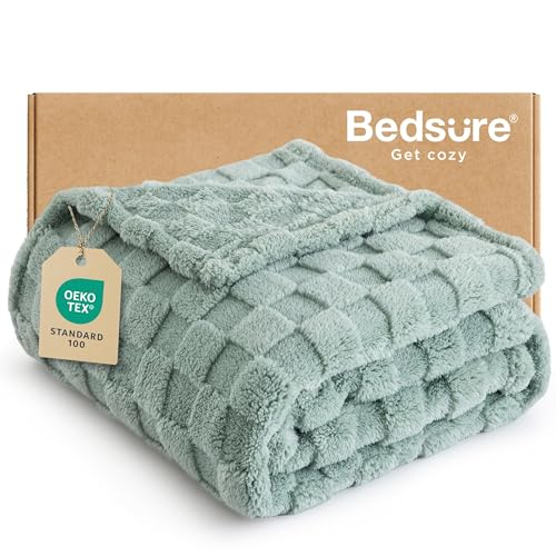 Bedsure GentleSoft Sage Green Throw Blanket for Couch