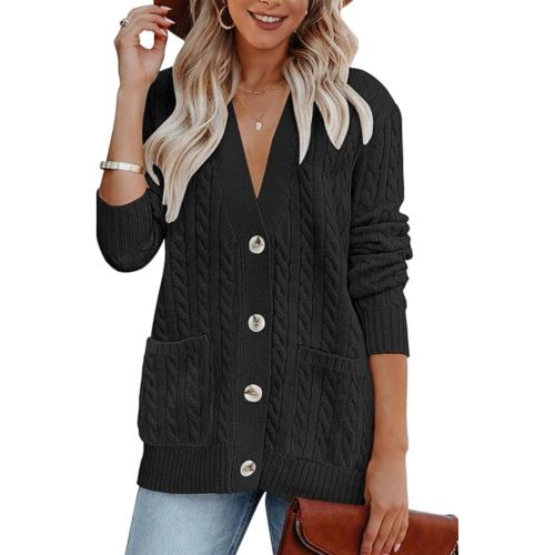 Merokeety Cable Knit Cardigan Sweater