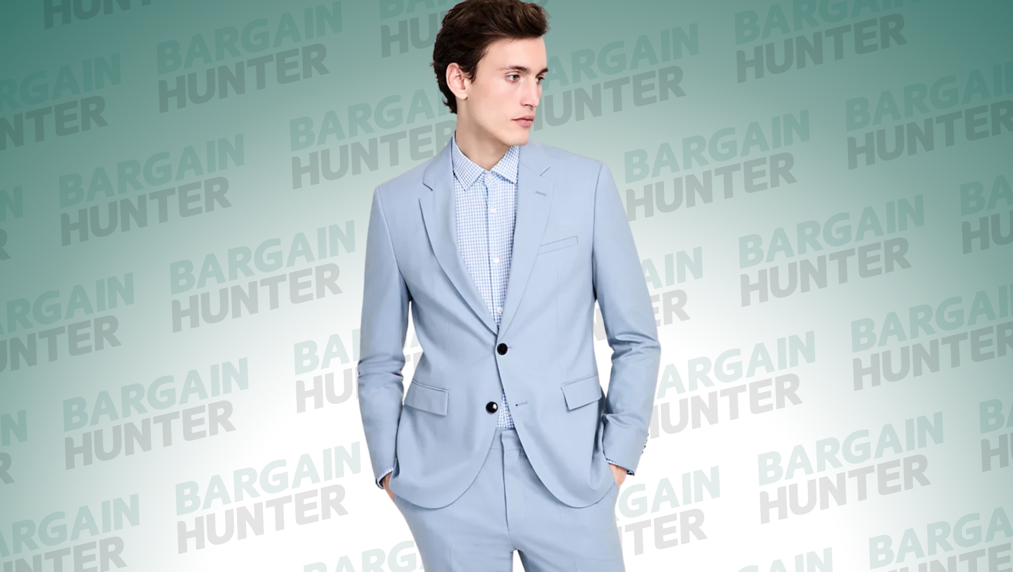 Hugo Boss light blue double-breasted suit jacket and pants