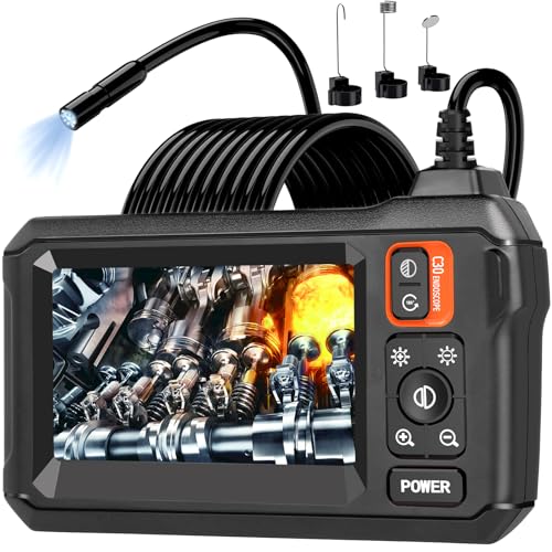Endoscope Camera with Light, Borescope Camera with 4.3″ IPS Screen