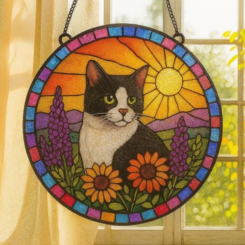 Custom Pet Portrait Stained Glass Window Hanging