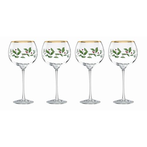 Lenox Drinkware, Holiday 4-Piece Wine Balloon Glass Set, Set Of 4, 16 Oz Capacity