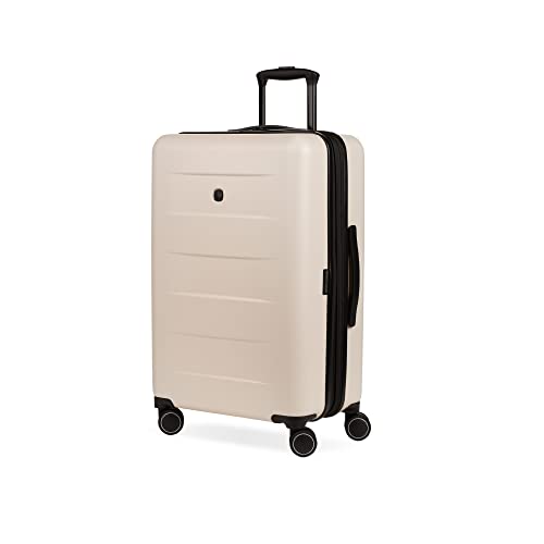 SwissGear Eclipse Hardside Expandable Luggage with Spinner Wheels, Medium Checked, Ultimate Grey
