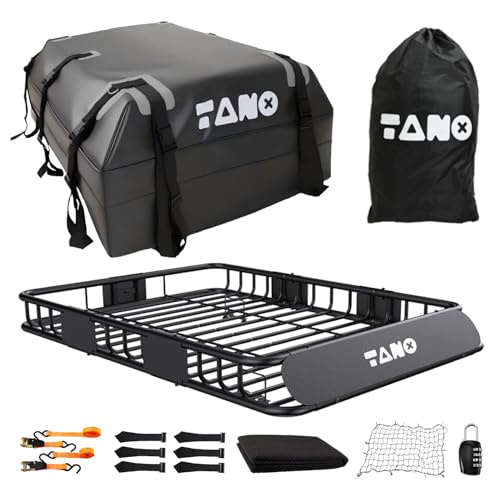 TANX 51″ x 36″ x 5″ Roof Rack Cargo Carrier Basket with Waterproof Bag