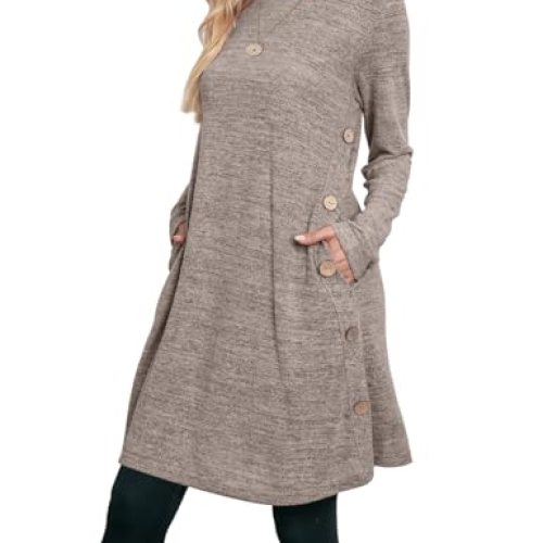 OFEEFAN Sweater Dress Long Sleeve Dress