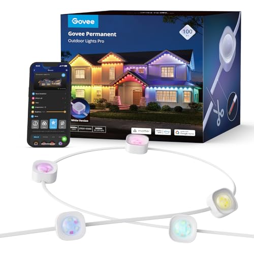 Govee Permanent Outdoor Lights Pro, 100ft with 60 RGBIC LED Lights for Daily and Accent Lighting