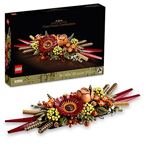 LEGO Icons Dried Flower Centerpiece Building Sets for Adults, Ages 18+ Years – Fall & Thanksgiving Decorations for Dinner Table or Mantel – 10314