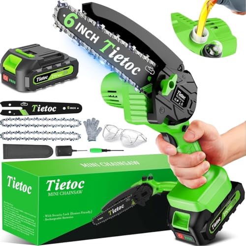 Tietoc Chainsaw 6 Inch Mini Electric Chainsaw Cordless Battery Powered
