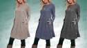 Ofeefan Long Sleeve Tunic Dress with Buttons