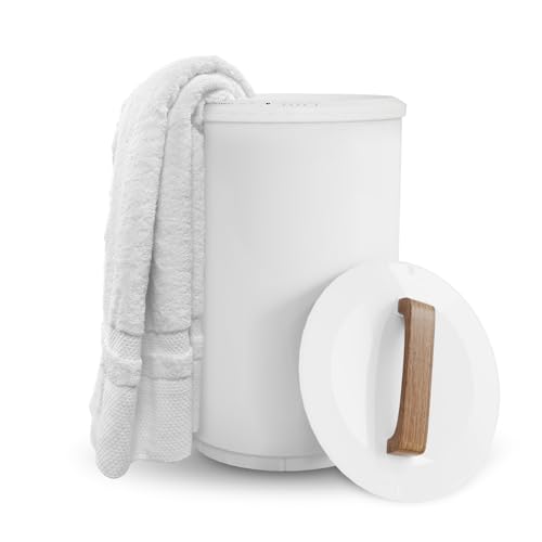 SAMEAT Heated Towel Warmers for Bathroom – Large Towel Warmer Bucket, Wood Handle, Auto Shut Off
