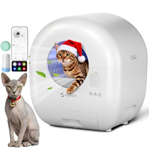 Self Cleaning Litter Box,76L Automatic Cat Litter Box Self Cleaning with APP Contro