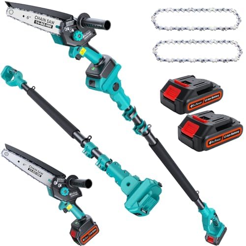 Cordless Pole Saw&Mini Chainsaw,2-IN-1 6 inch Electric Handheld Chain Saw