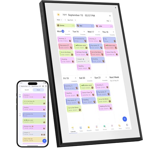 BQQJDD 15.6 Inch Digital Calendar&Chore Chart, 1920 * 1080P Full HD Touchscreen Interactive Display Smart Family Planner