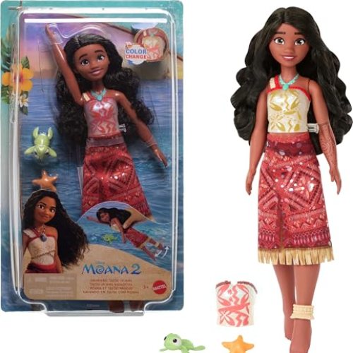 Mattel Disney Moana 2 Toys, Swimming Tautai Moana Fashion Doll