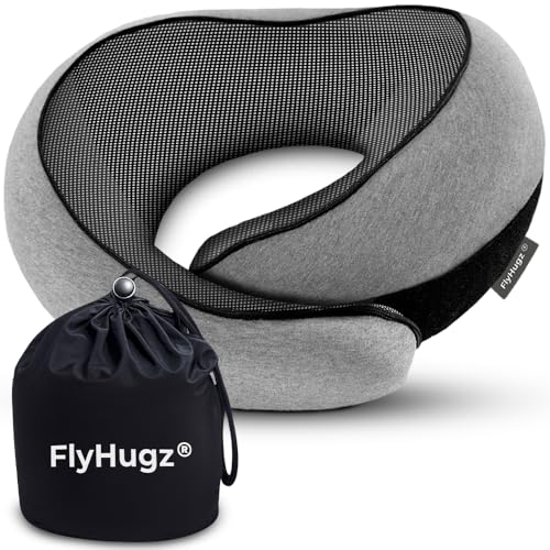 FlyHugz® Neck Travel Pillow | Memory Foam Neck Pillow for Comfort on Airplane