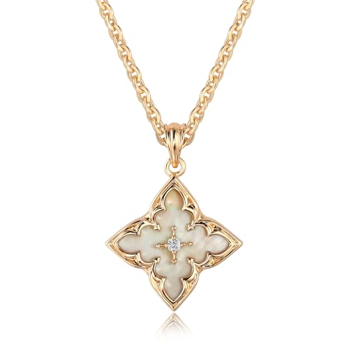 Fettero Gold Clover Necklace, Dainty, 14K Gold Plated