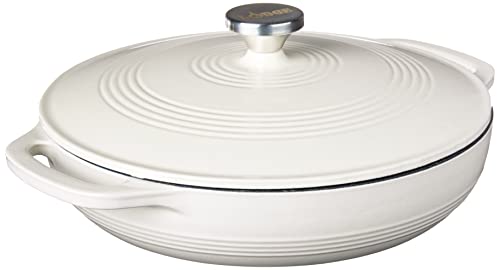 Lodge 3.6 Quart Enameled Cast Iron Round Casserole With Lid– Dual Handles