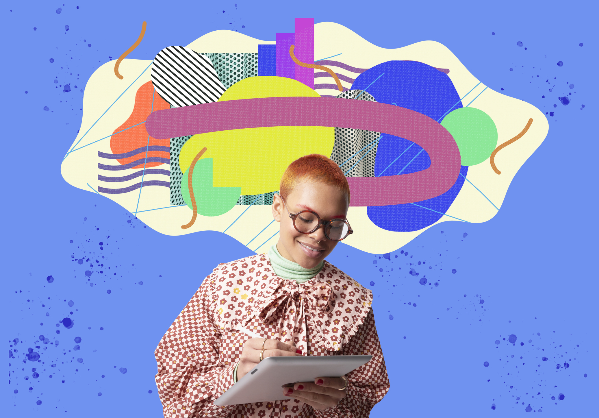 Fashionable person using digital tablet