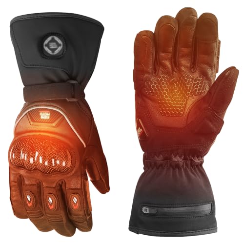 KEMIMOTO Heated Motorcycle Gloves for Men with Hard Protective Shield,