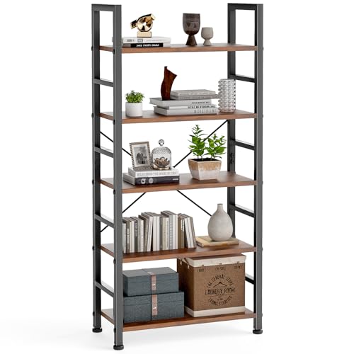 DUMOS 5 Tiers Bookshelf, Classical Modern Tall Display S