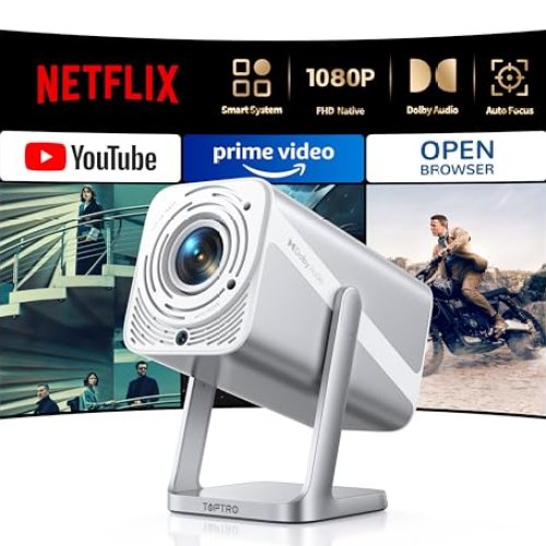 4K Support/Auto Focus/360°Adjustable Stand, Smart-Projector