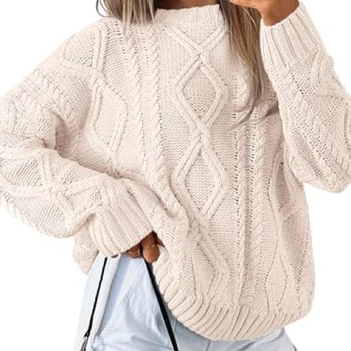 Trendy Queen Oversized Cable Knit Crewneck