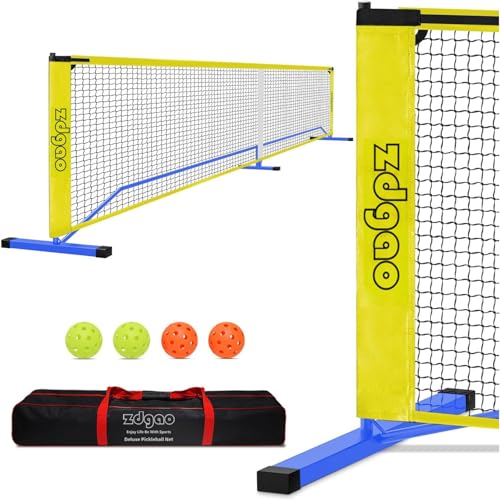 Portable Pickleball Set with Net for Driveway, 4 Pickle Balls, Regulation Size with Carrying Bag