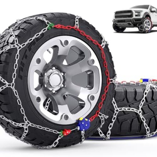 Snow-Chains Auto Fixing 1 Min Quick Installation Tire-Chains, Heavy-Duty Emergency Tire Traction Chain