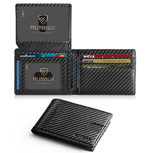 RUNBOX Men’s Wallets 15 Card Holder Slim Rfid Leather 2 ID Window