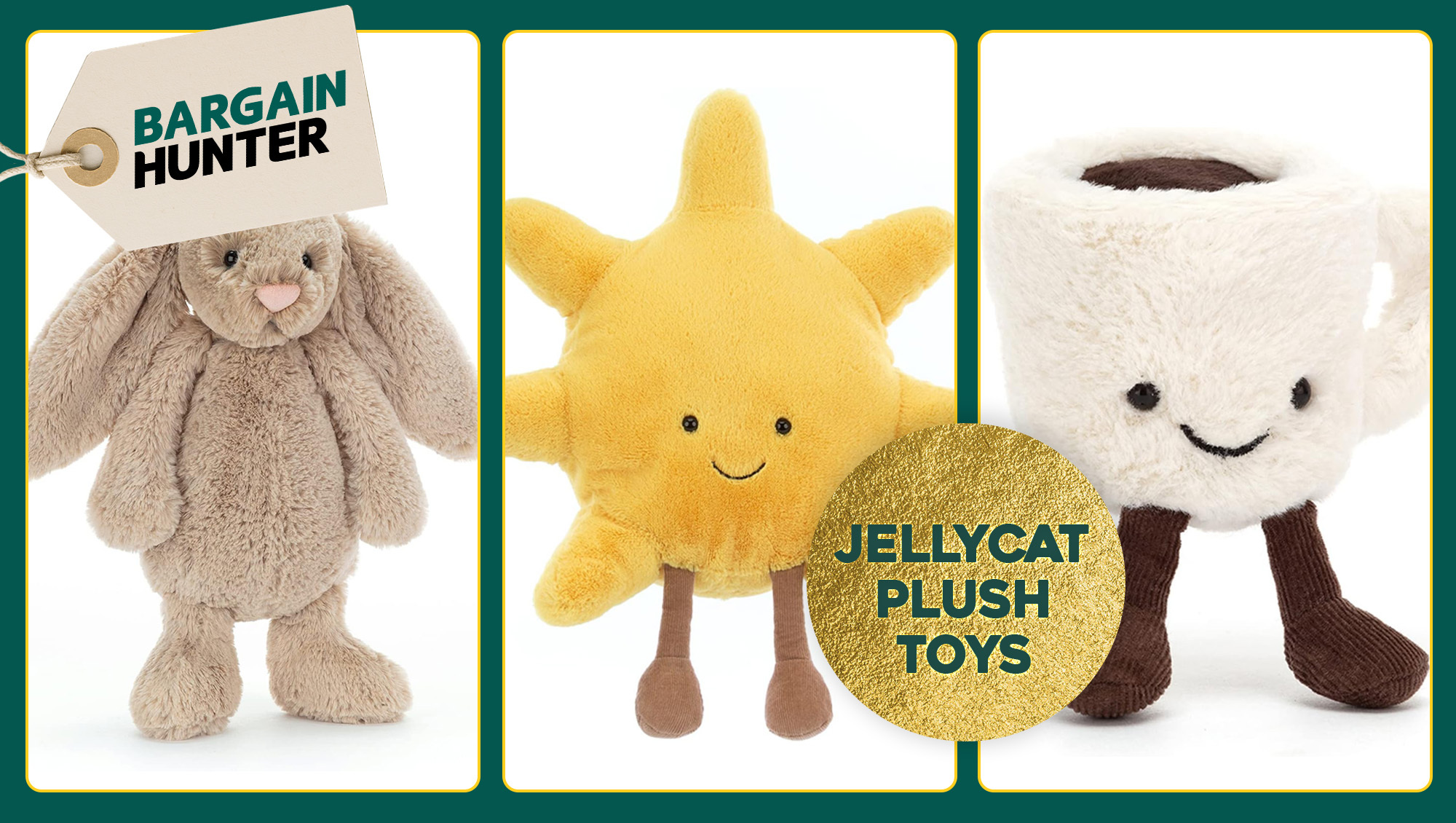 composite image of Jellycat plush toys