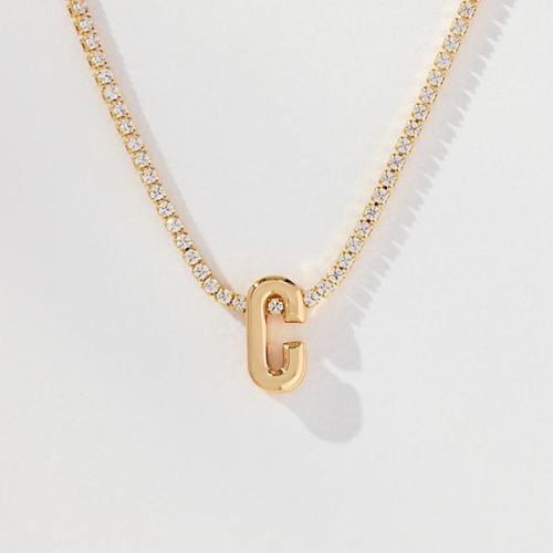 Small Shimmered Monogram Tennis Necklace